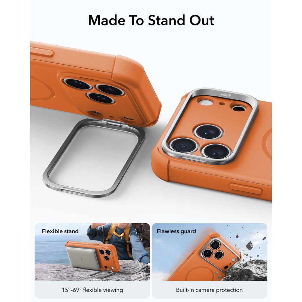 ESR Cyber ​​Tough Kickstand MagSafe-etui til iPhone 18 Pro / 17 Pro – Orange