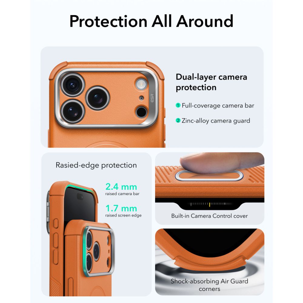 ESR Cyber ​​Tough Kickstand MagSafe-etui til iPhone 18 Pro / 17 Pro – Orange