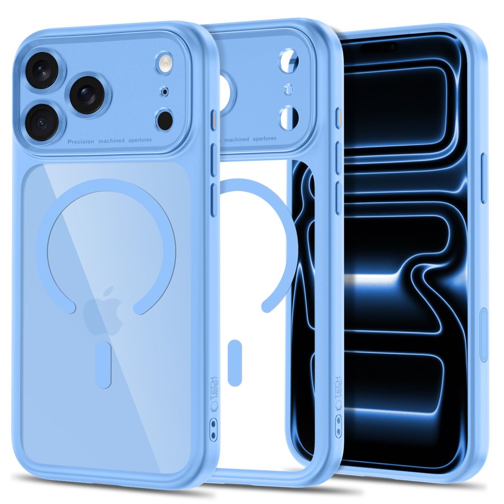 Tech-Protect MagPeak MagSafe CC-fodral för iPhone 18 Pro / 17 Pro – Clear Blue