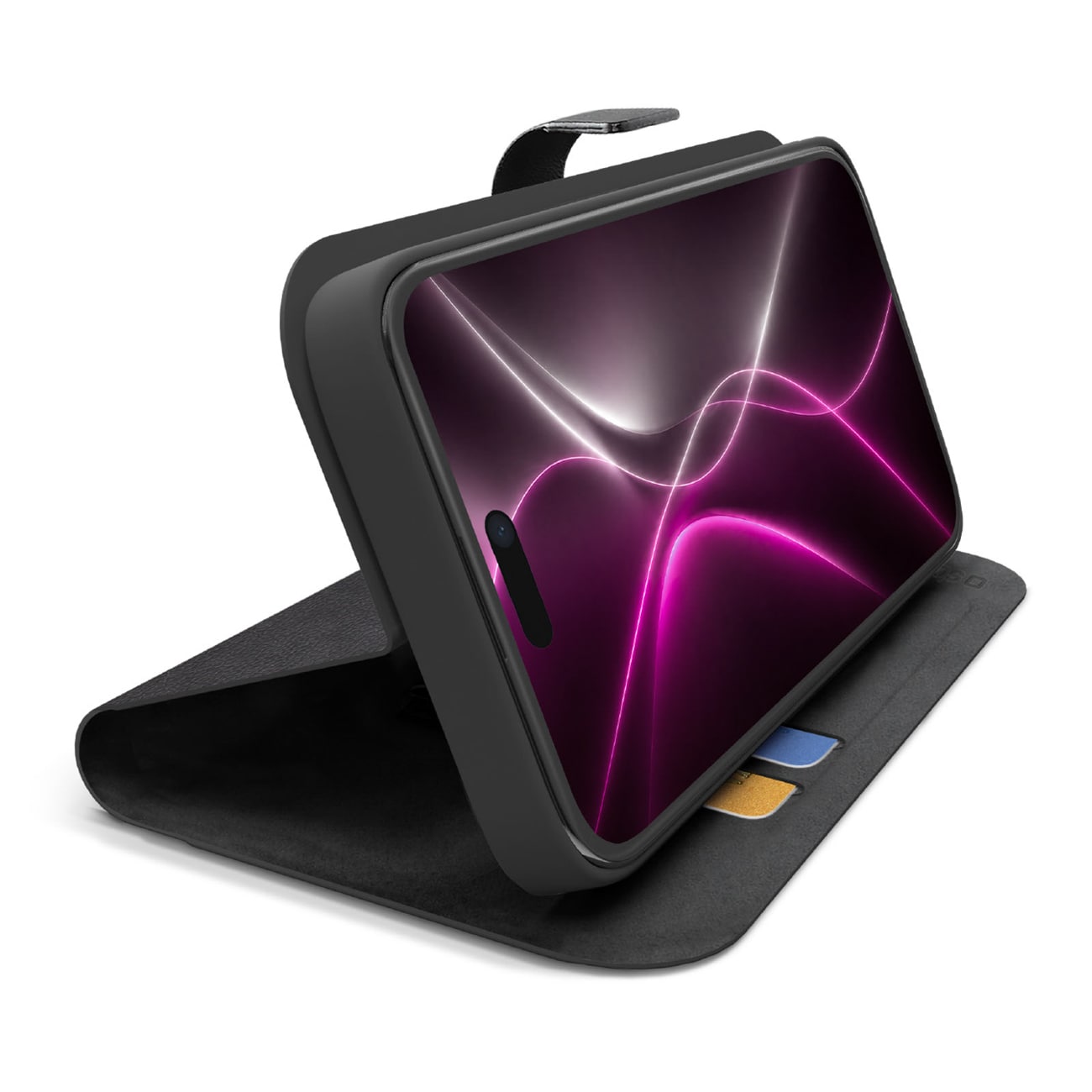 SBS Wallet Smart Case för iPhone 18 Pro Max med plånbok och stativ – Svart