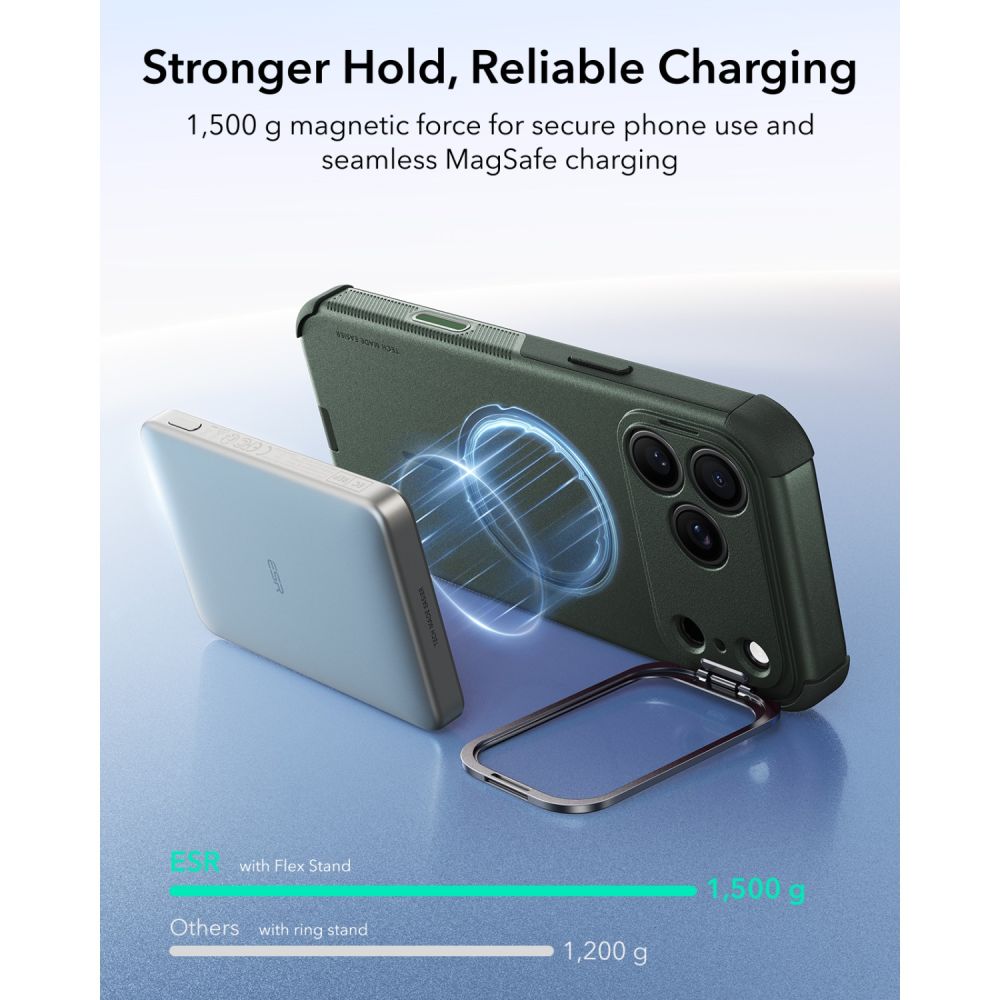 ESR Cyber ​​Tough Kickstand MagSafe-etui til iPhone 18 Pro Max / 17 Pro Max – Grøn