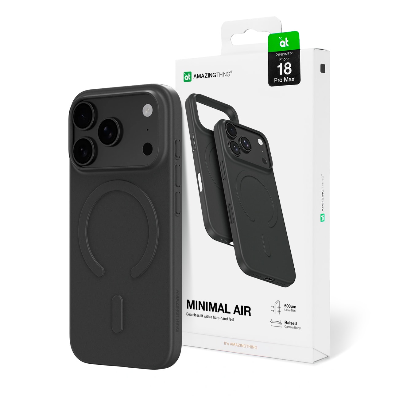AmazingThing Minimal Air-etui til iPhone 18 Pro Max, kompatibelt med MagSafe – sort