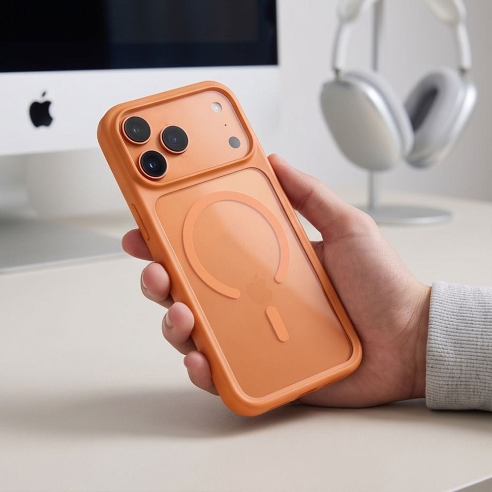 Tech-Protect MagOne CC MagSafe-etui + hærdet glas (2-pak) til iPhone 18/17 Pro Max – orange