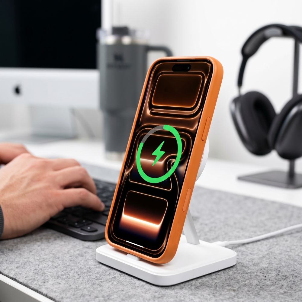 Tech-Protect MagOne CC MagSafe-etui + hærdet glas (2-pak) til iPhone 18/17 Pro Max – orange