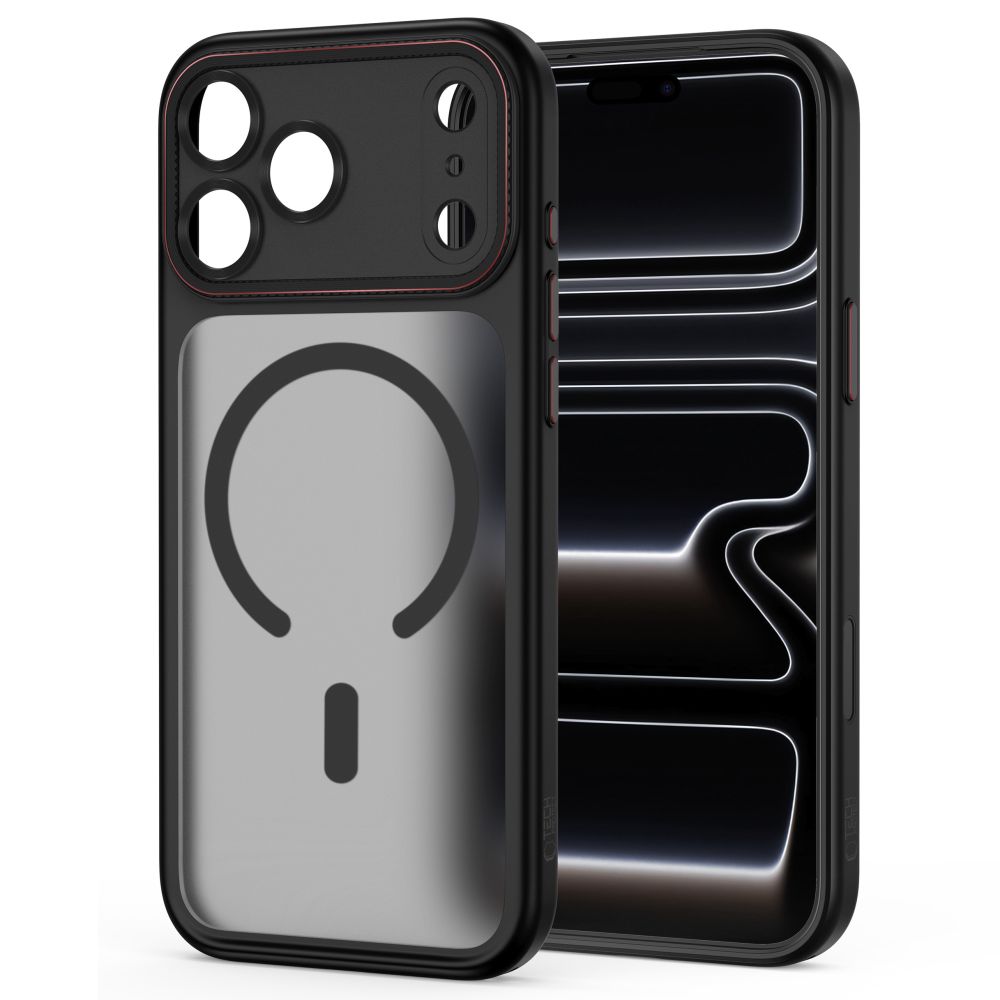 Tech-Protect MagCam MagSafe-etui til iPhone 18 Pro Max / 17 Pro Max – mat sort og rød