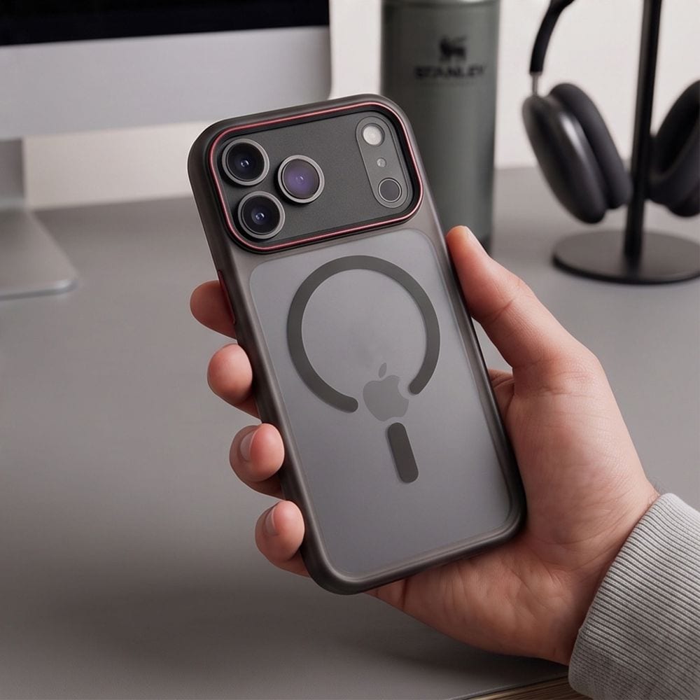 Tech-Protect MagCam MagSafe-etui til iPhone 18 Pro Max / 17 Pro Max – mat sort og rød