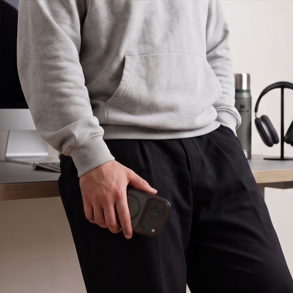 Tech-Protect MagCam MagSafe-etui til iPhone 18 Pro Max / 17 Pro Max – mat sort og rød