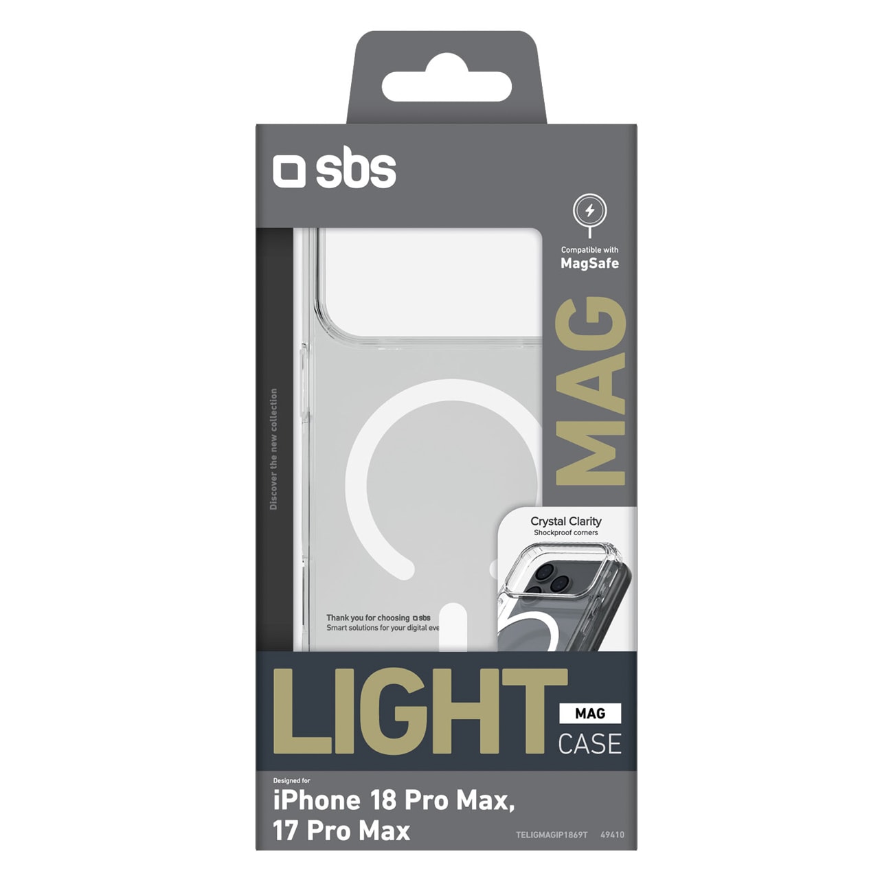 SBS Light Mag-cover til iPhone 18 Pro Max / 17 Pro Max – kompatibelt med MagSafe – gennemsigtigt