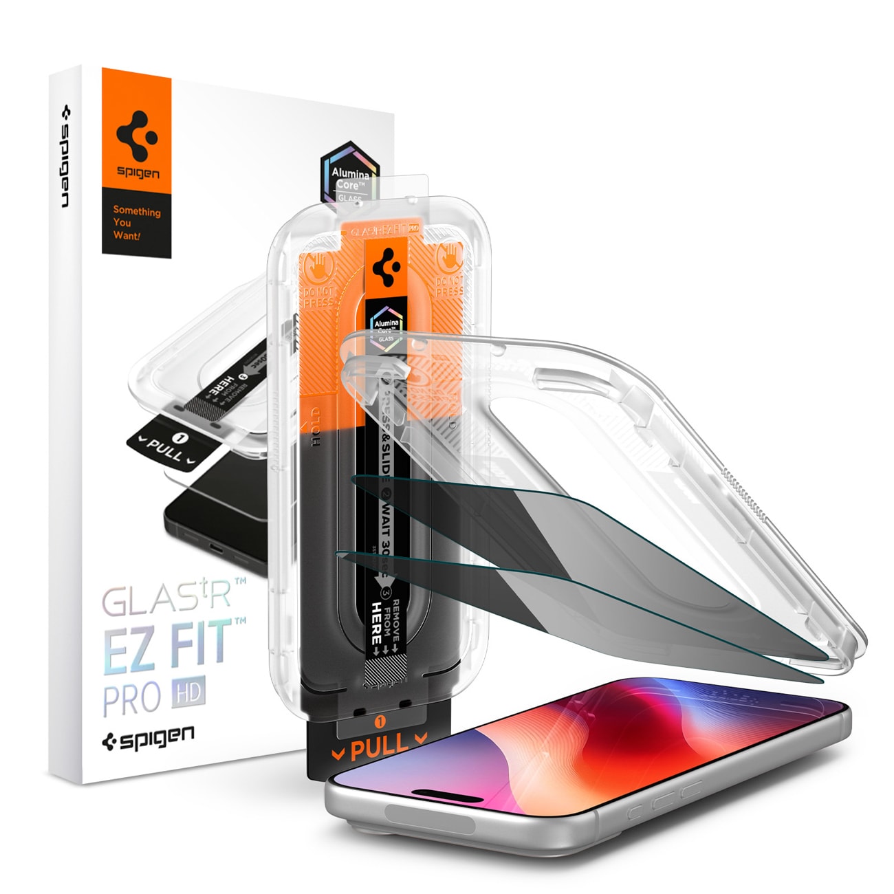Spigen Glas.tR EZ Fit Pro HD AC, 2-pack, integritetsskyddande härdat glas för iPhone 18 Pro