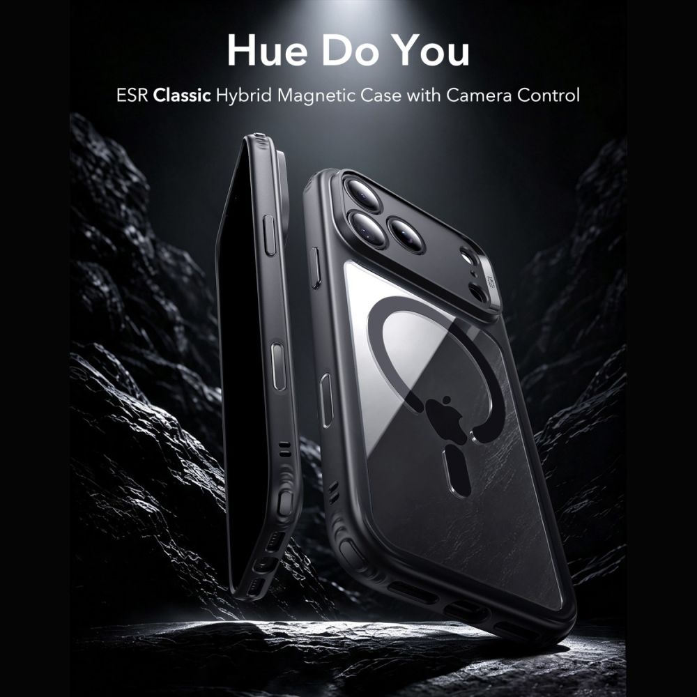 ESR Classic Hybrid MagSafe-fodral för iPhone 18 Pro / 17 Pro – Klar svart