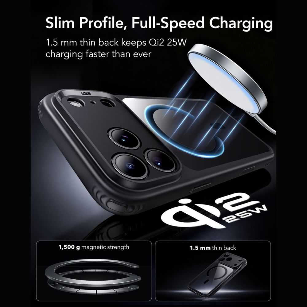 ESR Classic Hybrid MagSafe-fodral för iPhone 18 Pro / 17 Pro – Klar svart