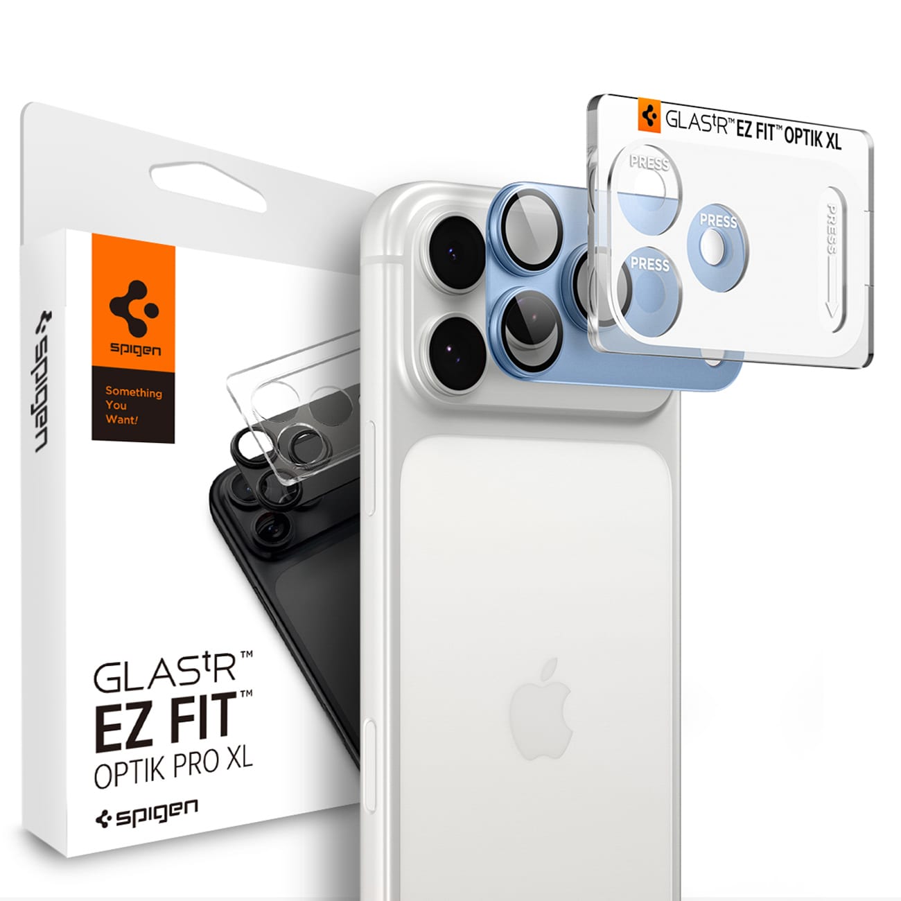 Spigen Optik Pro XL GLAS.TR EZ FIT skärmskydd i härdat glas för iPhone 18 Pro – ljusblått