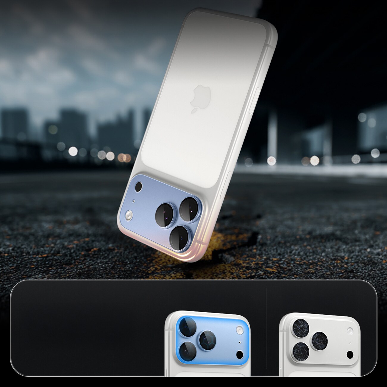 Spigen Optik Pro XL GLAS.TR EZ FIT kameraskærmbeskytter af hærdet glas til iPhone 18 Pro – Lysblå
