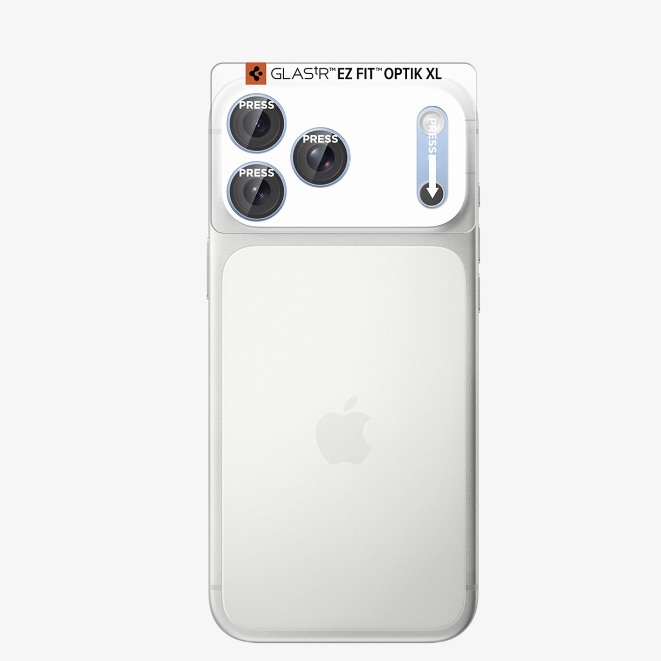 Spigen Optik Pro XL GLAS.TR EZ FIT kameraskærmbeskytter af hærdet glas til iPhone 18 Pro – Lysblå