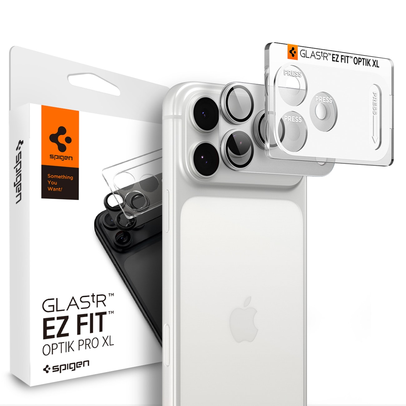 Spigen Optik Pro XL GLAS.TR EZ FIT härdat glas till iPhone 18 Pro – silver