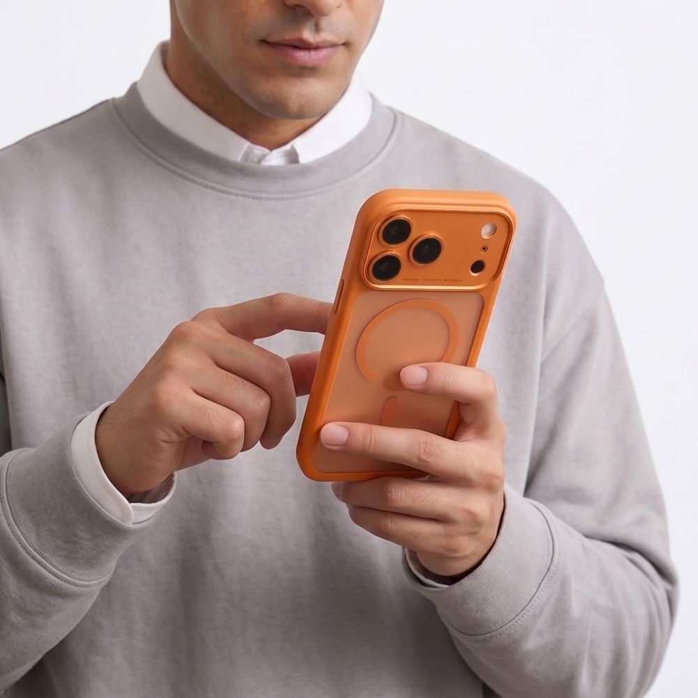 Tech-Protect MagPeak MagSafe CC-etui til iPhone 18 Pro / 17 Pro – mat orange