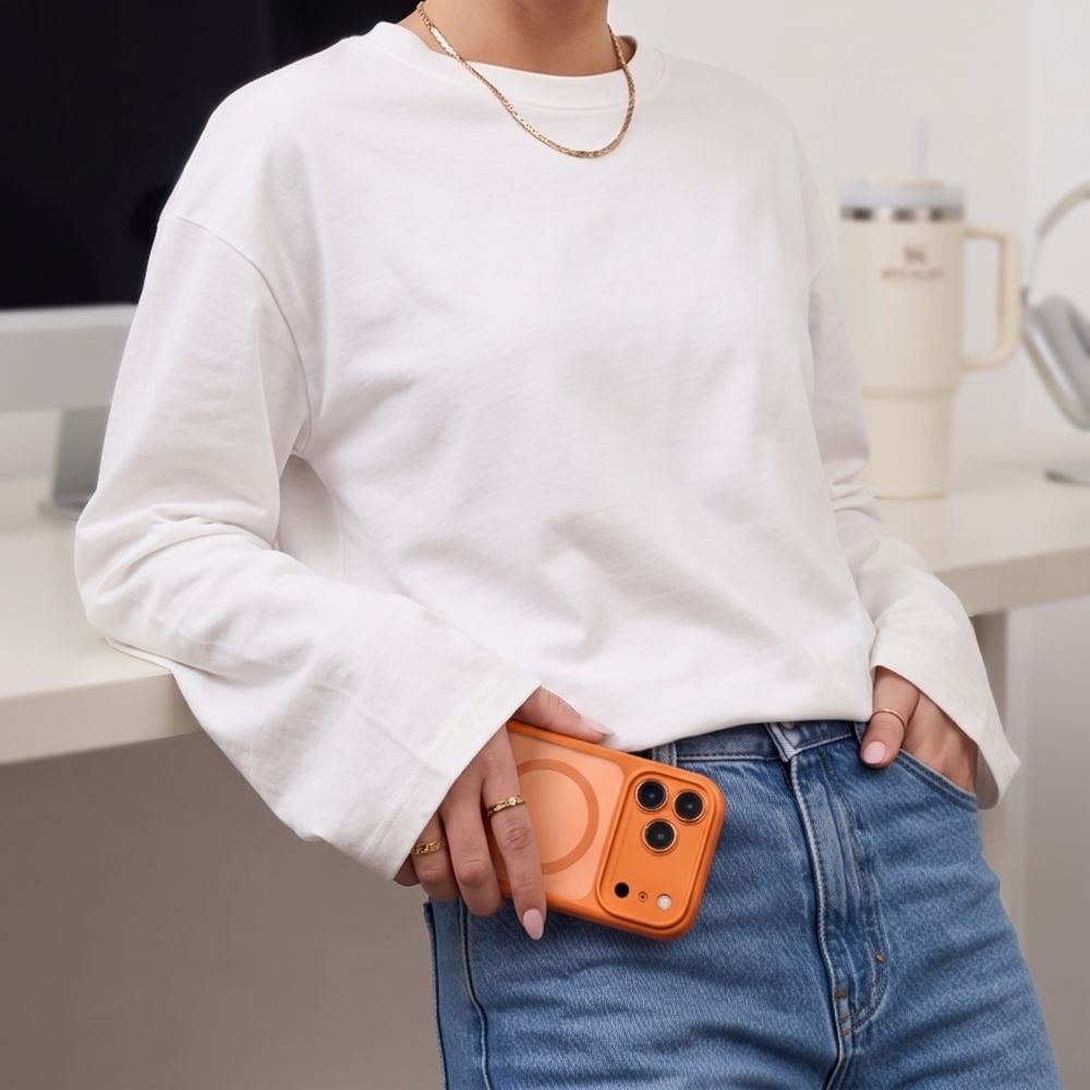 Tech-Protect MagPeak MagSafe CC-etui til iPhone 18 Pro / 17 Pro – mat orange