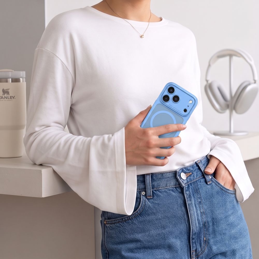 Tech-Protect MagPeak MagSafe CC-etui til iPhone 18 Pro Max / 17 Pro Max – Lysblå, mat