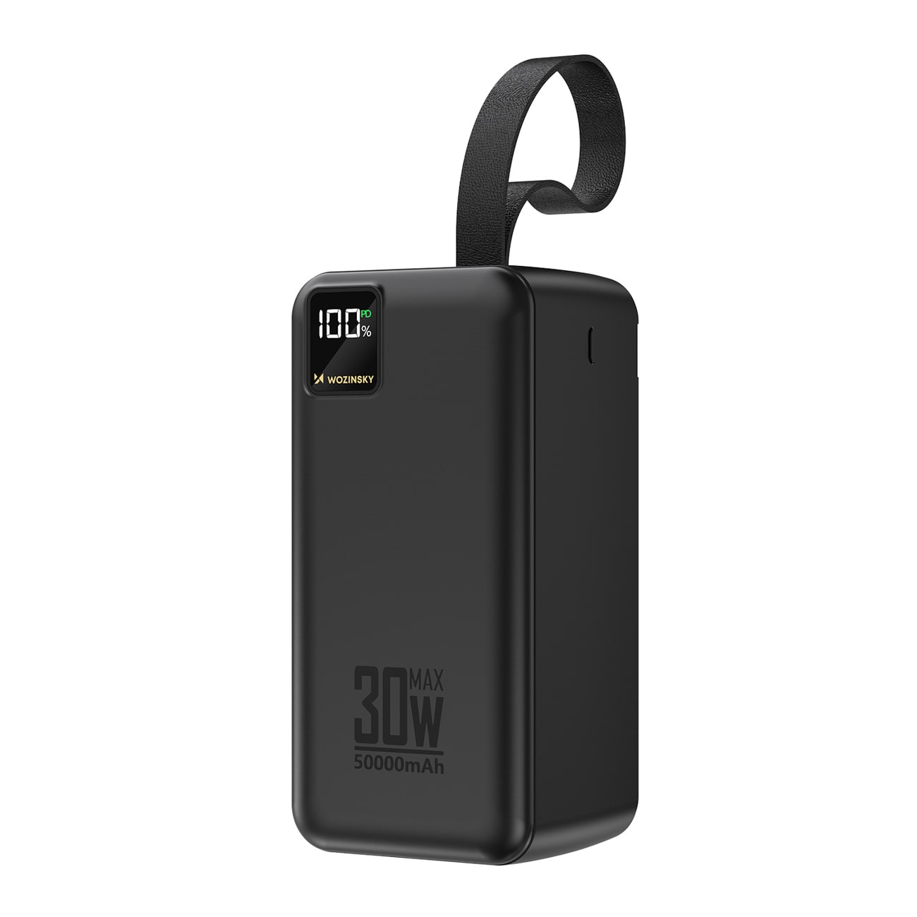 Powerbank Wozinsky W8-B 50 000 mAh, 30 W, 2 x USB-A, 2 x USB-C och USB-micro med ficklampa – svart