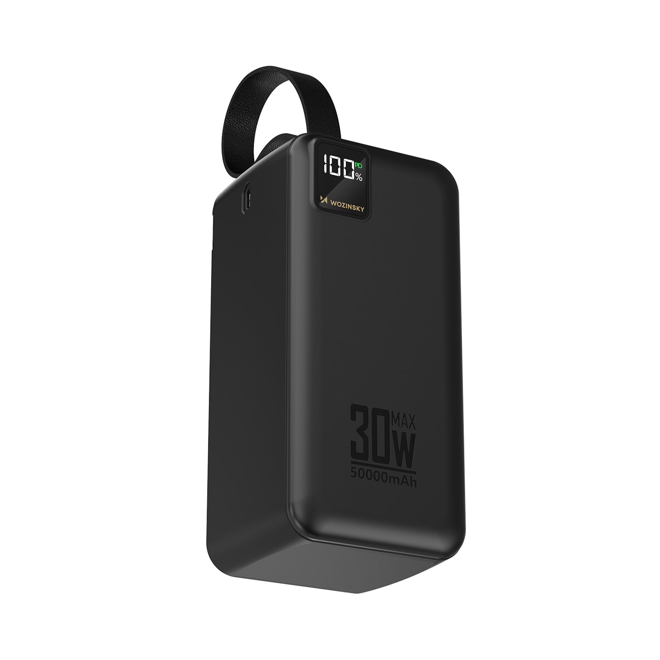Powerbank Wozinsky W8-B 50 000 mAh, 30 W, 2 x USB-A, 2 x USB-C og USB-micro med lommelykt – svart