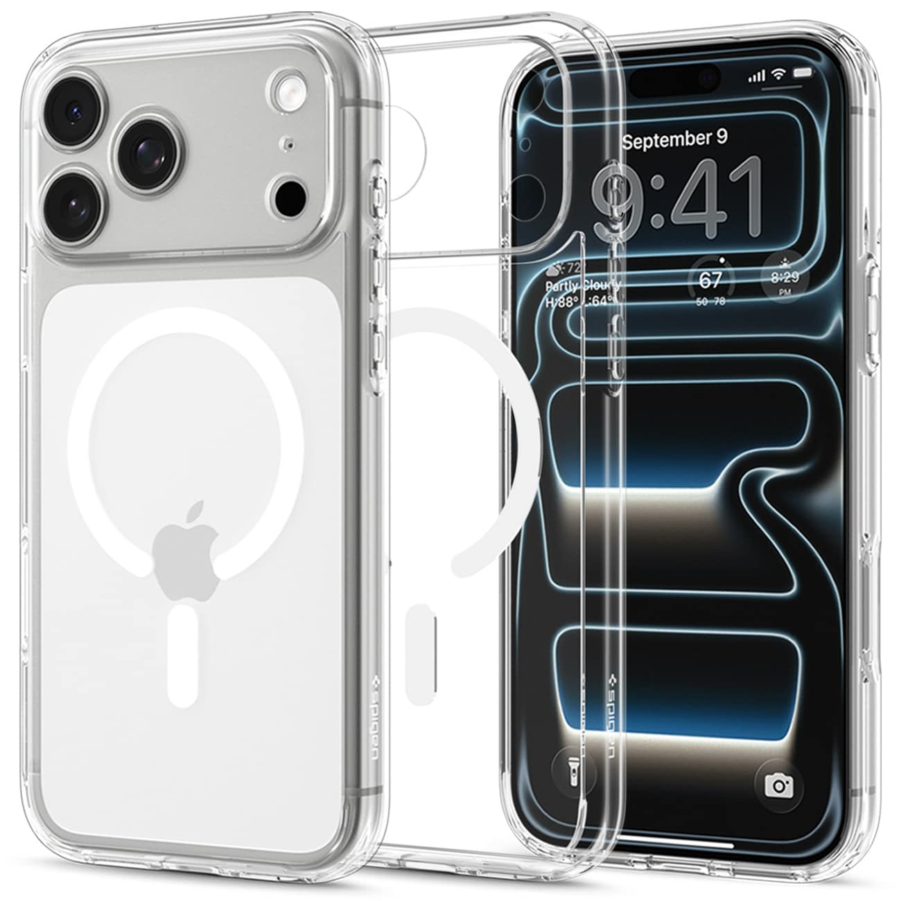 Spigen Ultra Hybrid MagSafe-fodral för iPhone 18 Pro / 17 Pro – genomskinligt och vitt