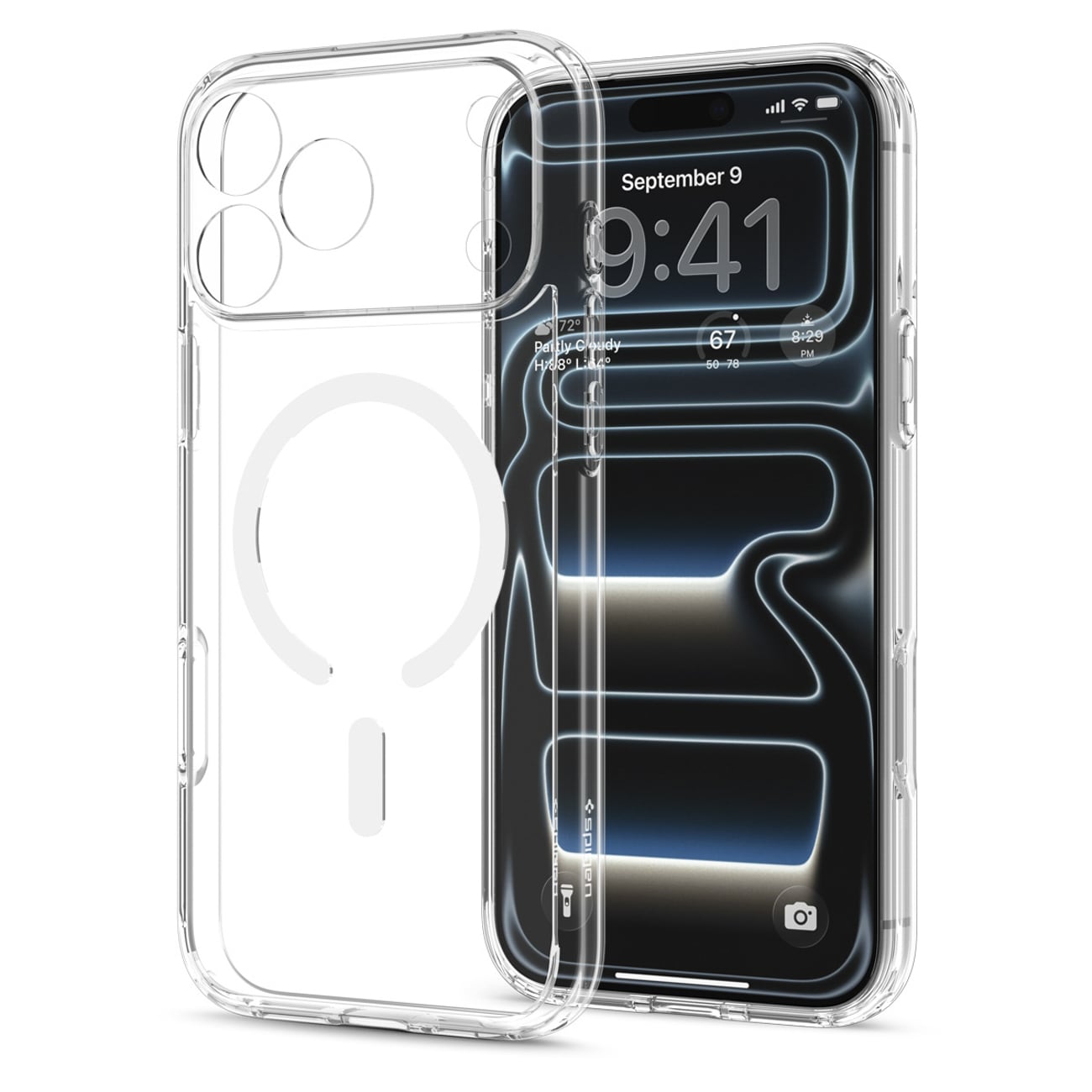 Spigen Ultra Hybrid MagSafe-etui til iPhone 18 Pro / 17 Pro – gennemsigtigt og hvidt