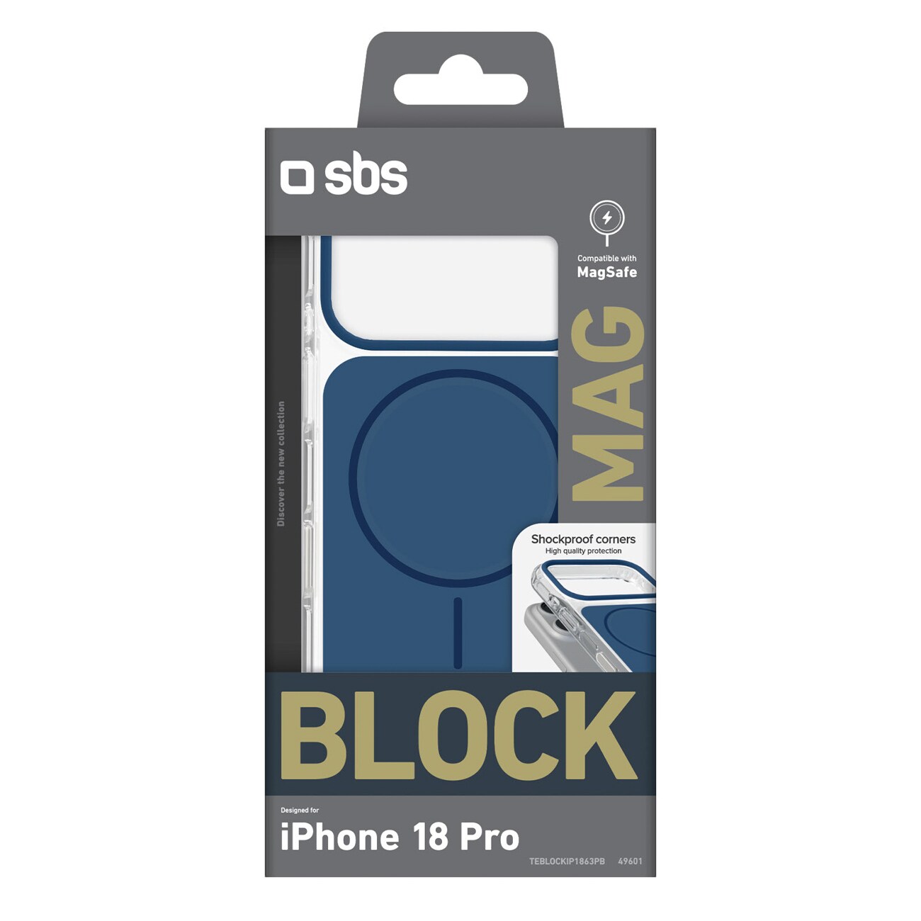 SBS Block-etui til iPhone 18 Pro, MagSafe-kompatibelt – Blåt