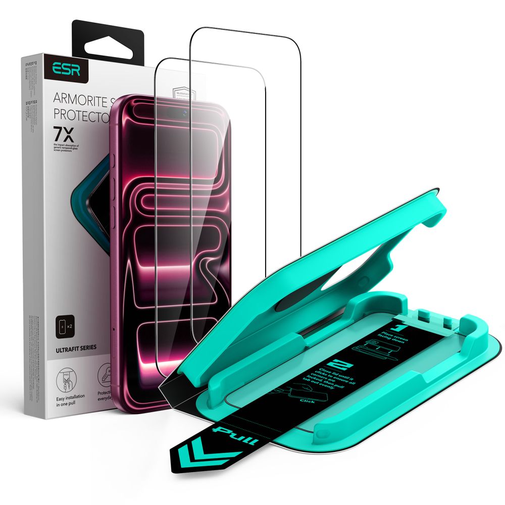 ESR UltraFit Armorite, 2-pack härdat glas till iPhone 18 Pro / 17 Pro – Svart