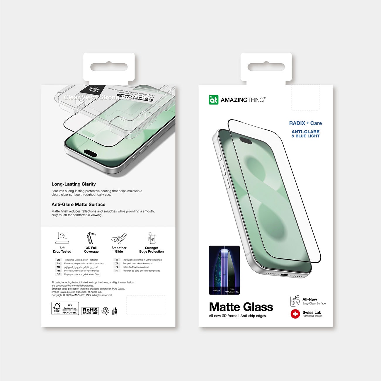 AmazingThing Radix +Care Matte Glass hærdet glas til iPhone 18 Pro Max med monteringsramme