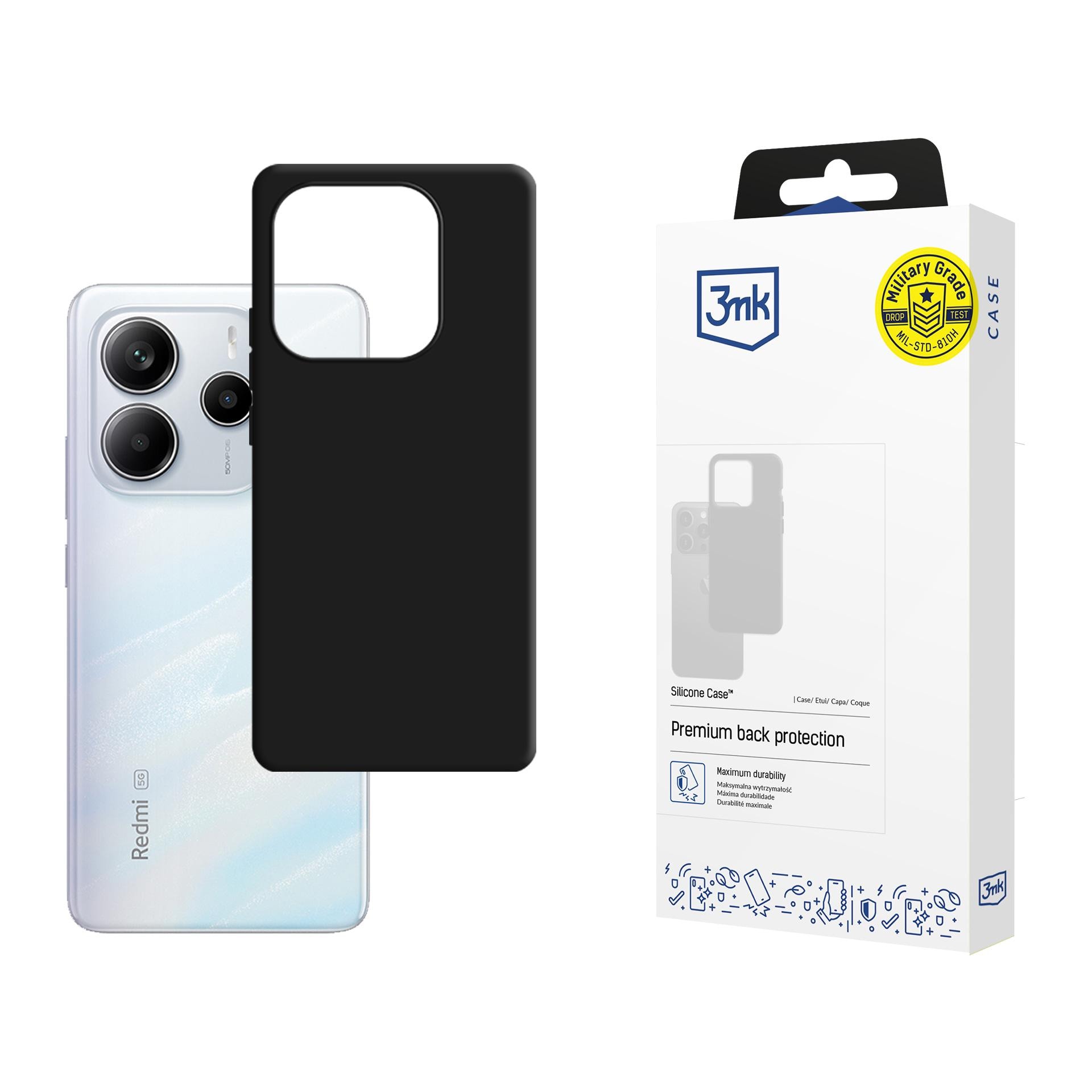 3mk silikonfodral till Xiaomi Redmi Note 14 5G – svart