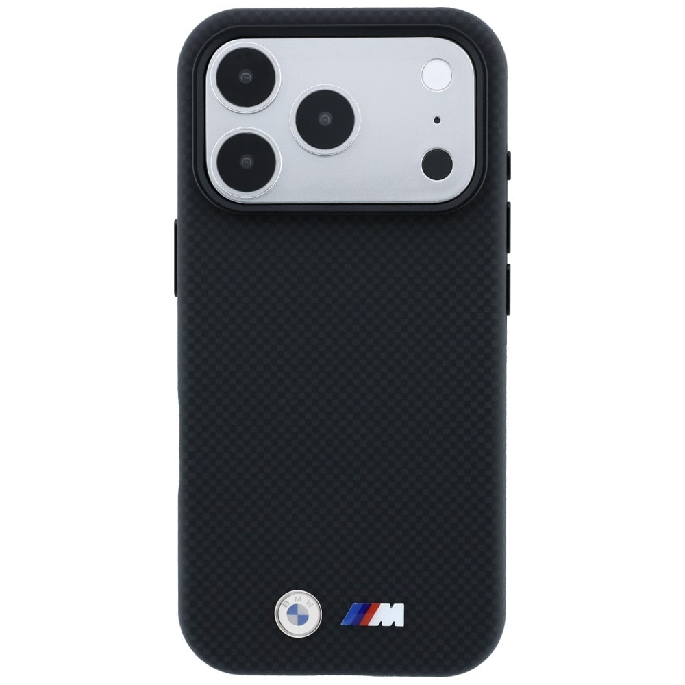 BMW M Quadrille Kevlar Metal Logo MagSafe-etui til iPhone 17 Pro / 18 Pro – Sort