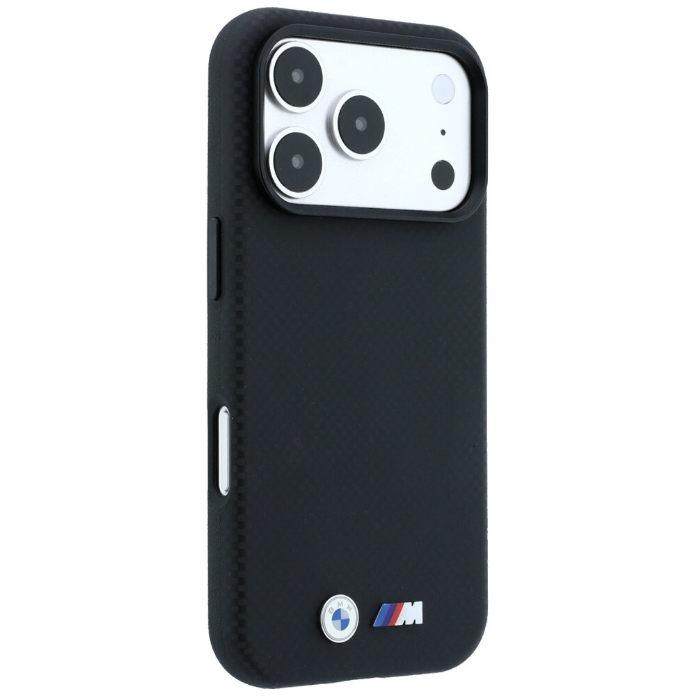 BMW M Quadrille Kevlar Metal Logo MagSafe-etui til iPhone 17 Pro / 18 Pro – Sort
