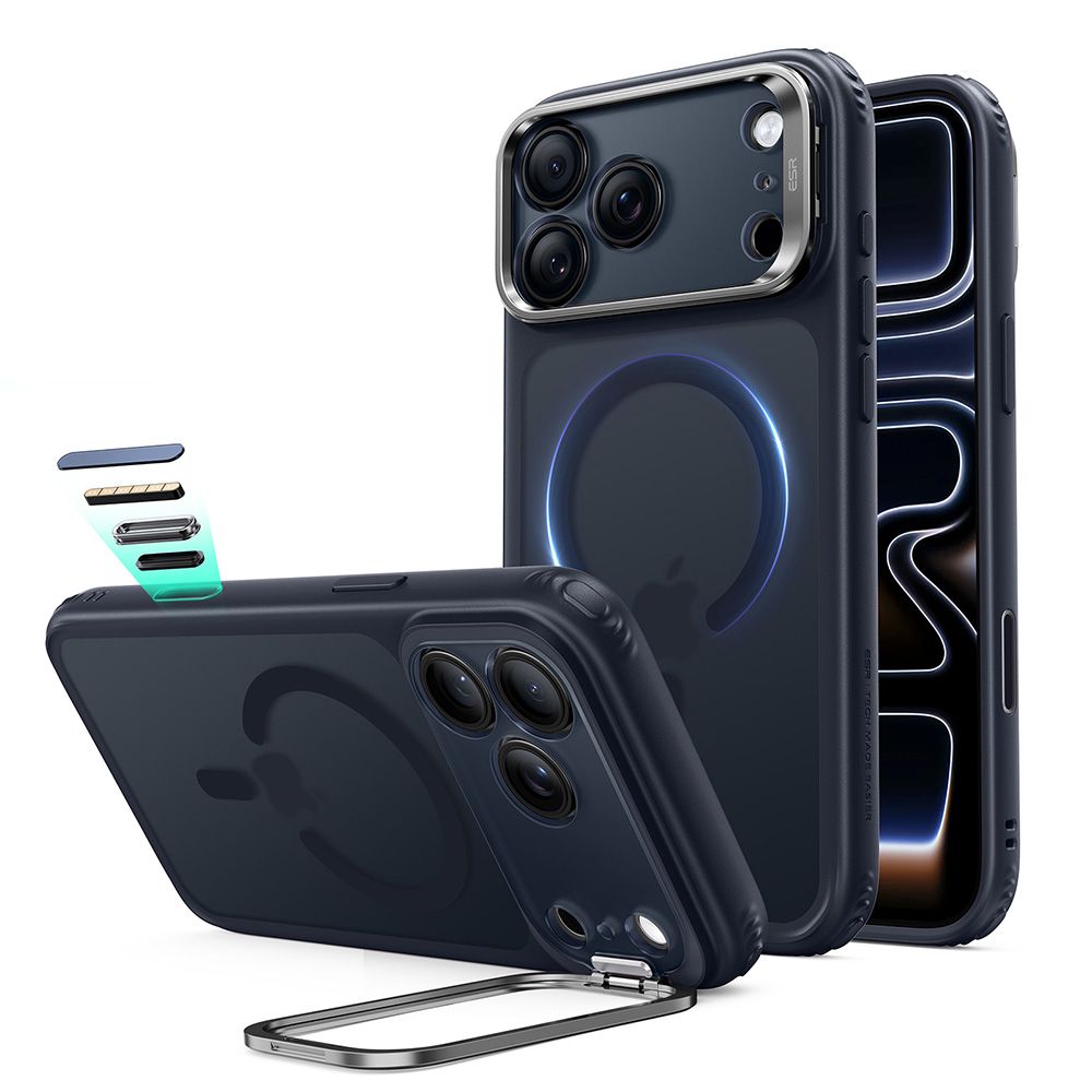 ESR Classic Hybrid-fodral med stöd och MagSafe-anslutning för iPhone 18 Pro / 17 Pro – marinblått