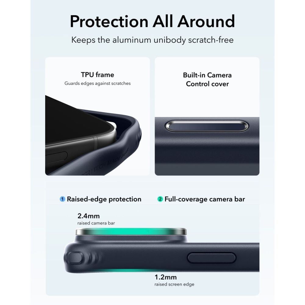 ESR Classic Hybrid-etui med støttefod og MagSafe til iPhone 18 Pro / 17 Pro – marineblå