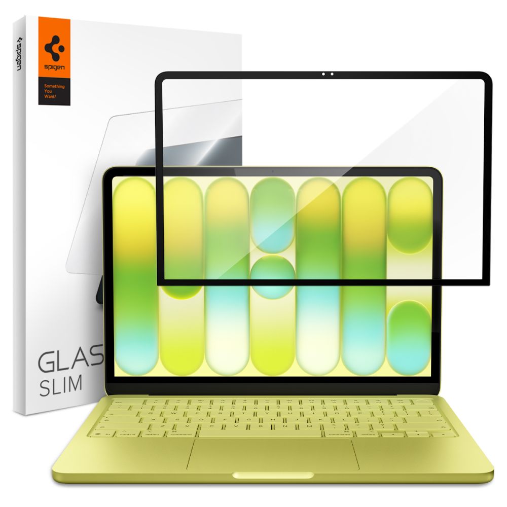 Spigen Glas.tR Slim FC skärmskydd i härdat glas för MacBook Neo 13" 2026 – Svart