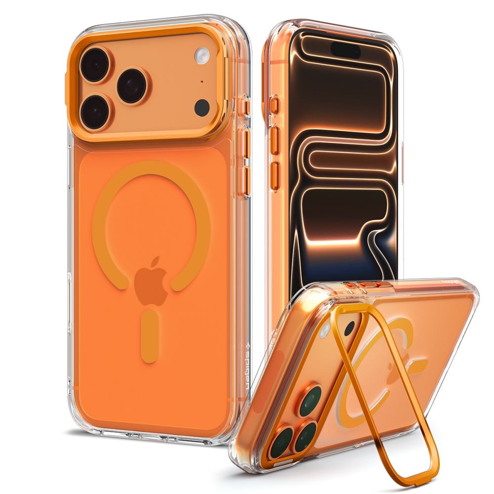 Spigen Ultra Hybrid Optik S MagSafe-fodral för iPhone 18 Pro / 17 Pro – Transparent orange