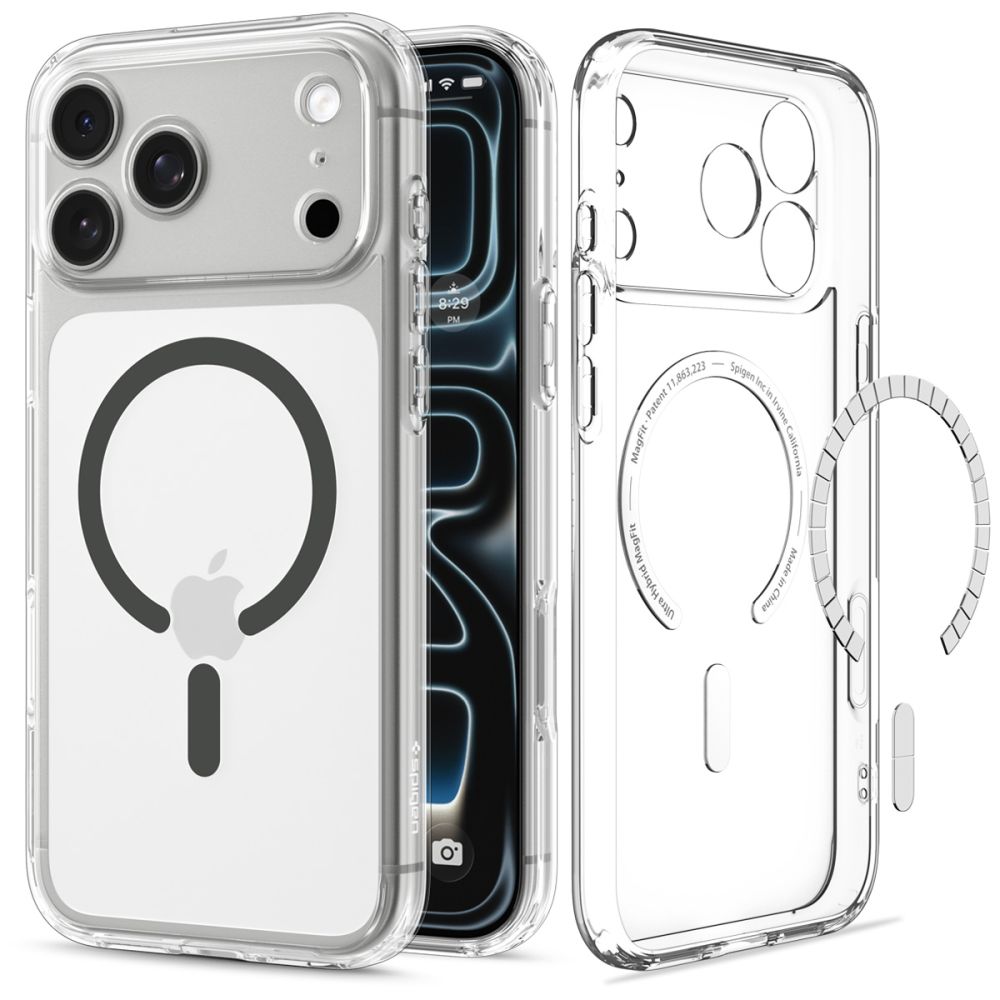 Spigen Ultra Hybrid MagSafe-etui til iPhone 18 Pro Max / 17 Pro Max – Clear Graphite