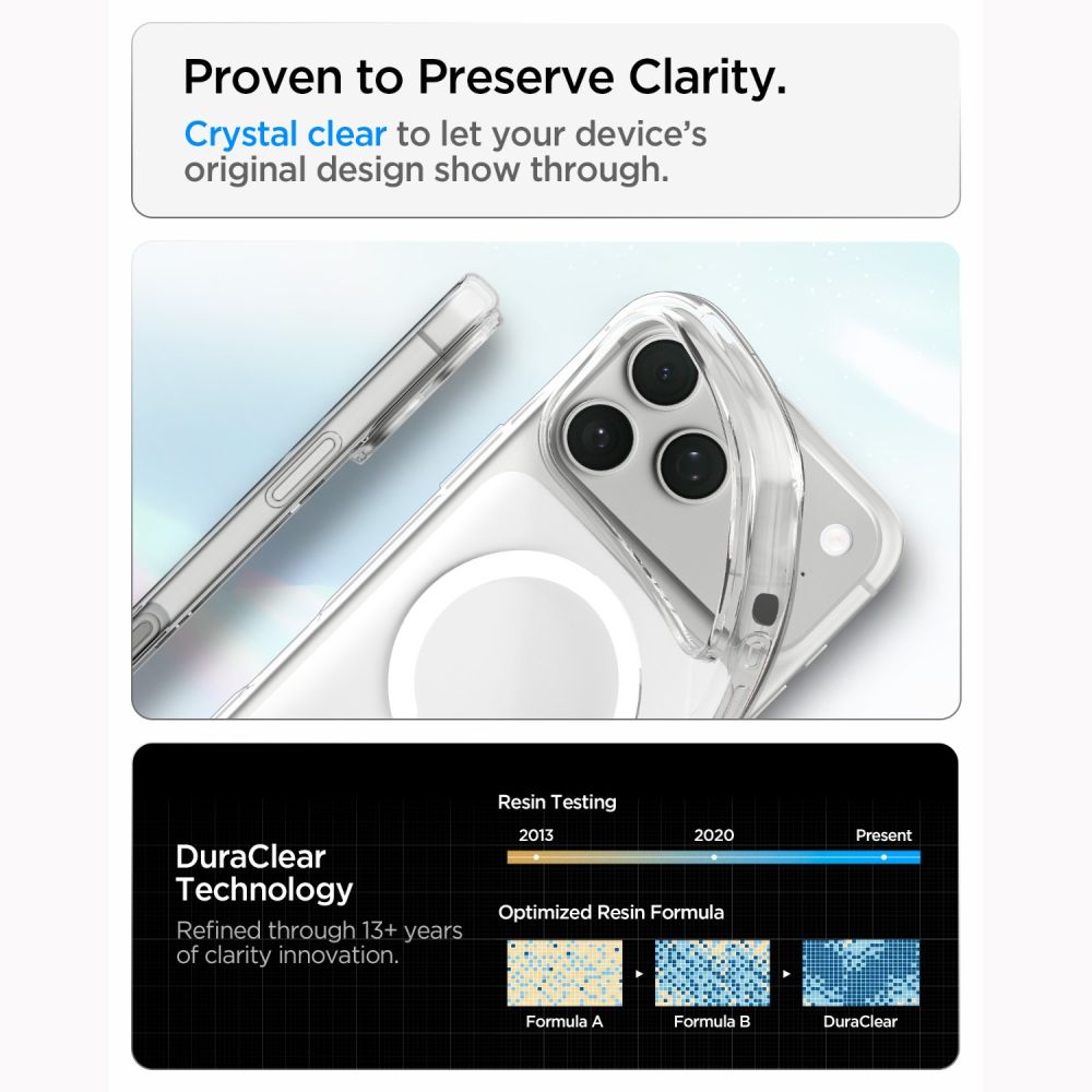Spigen Liquid Crystal MagSafe-etui til iPhone 18 Pro Max / 17 Pro Max – gennemsigtigt og hvidt