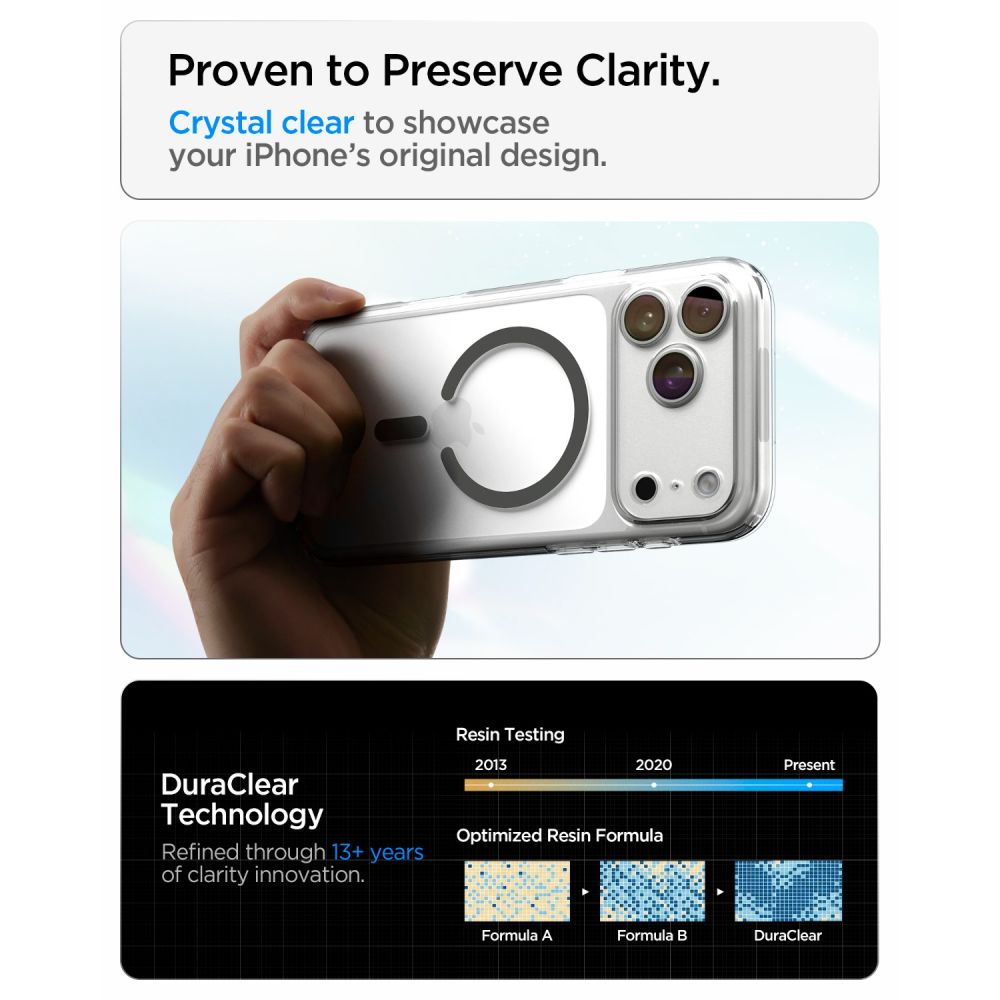 Spigen Ultra Hybrid MagSafe-etui til iPhone 18 Pro / 17 Pro – Clear Graphite