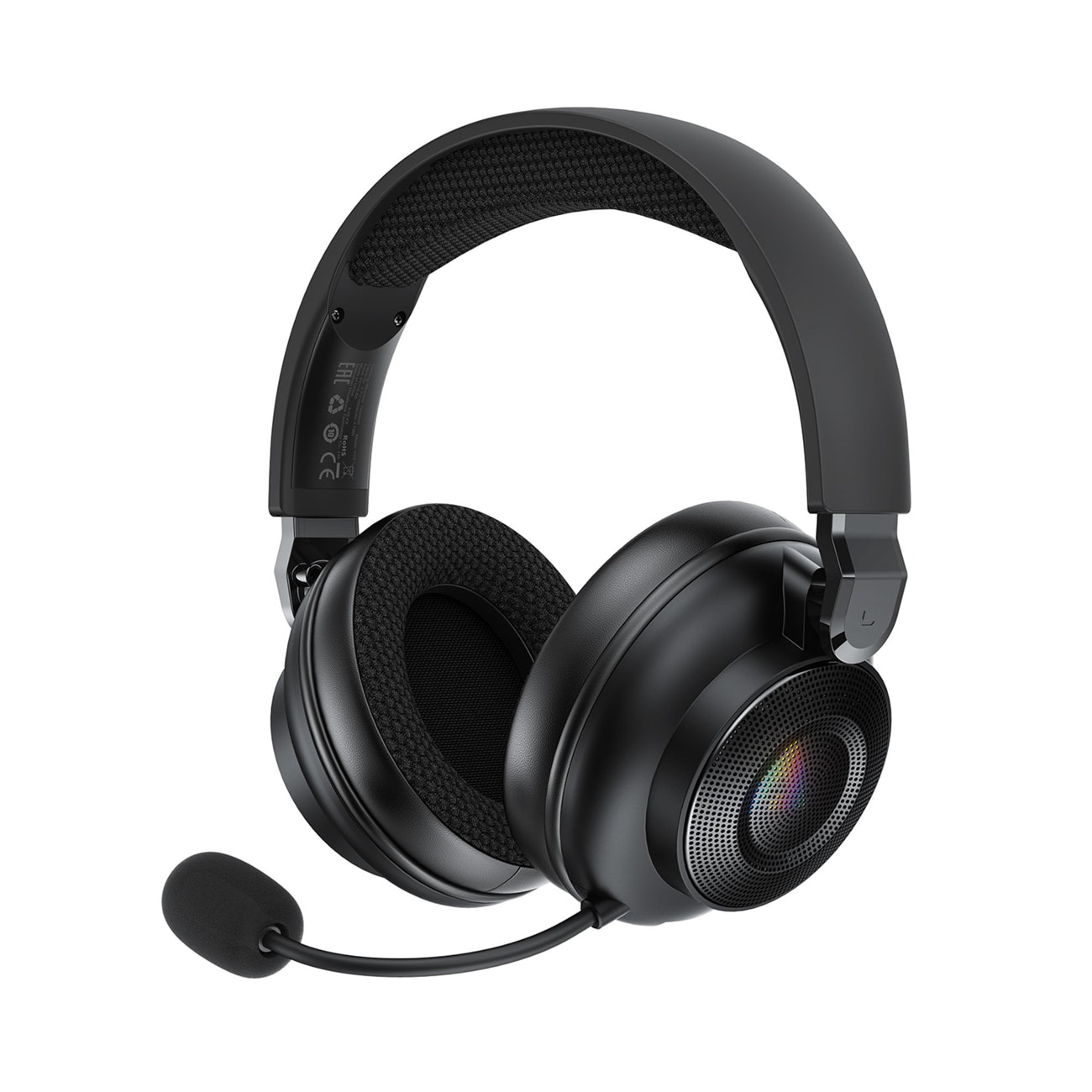 Acefast H15 trådlösa Bluetooth/2,4 GHz/AUX-spelhörlurar med mikrofon och RGB-belysning – svarta