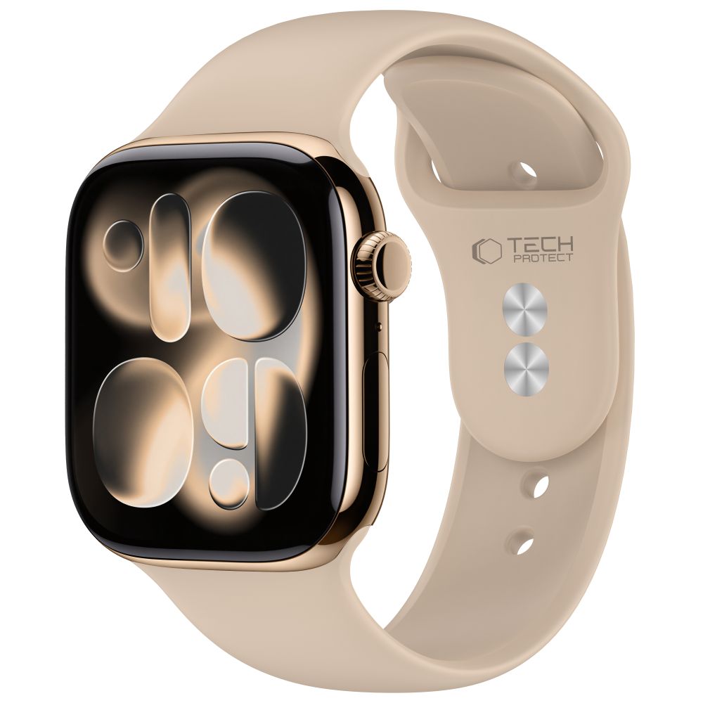 Tech-Protect silikonarmband för Apple Watch 44 / 45 / 46 / 49 mm – beige