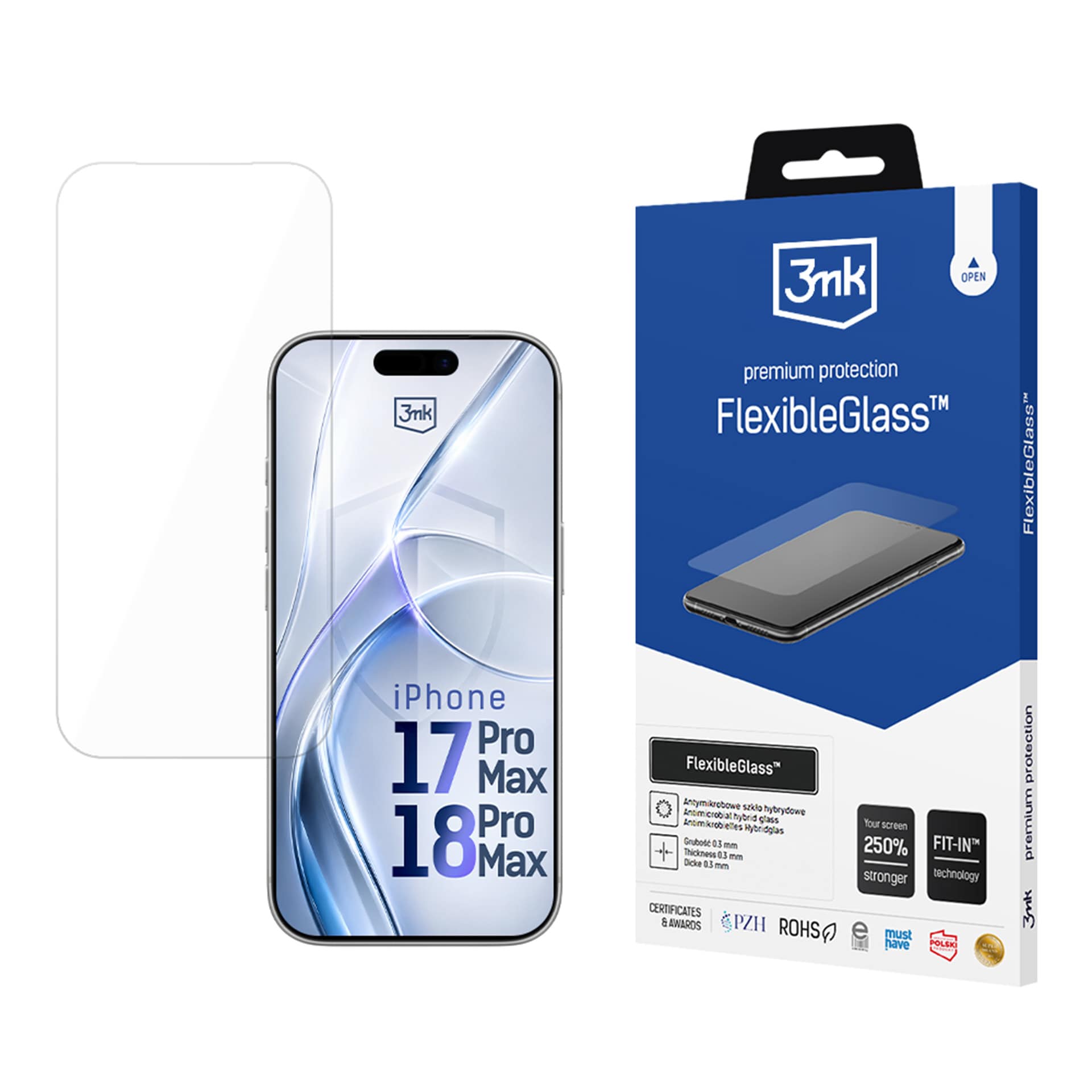 3mk FlexibleGlass v2.0 hybridglas för iPhone 17 Pro Max