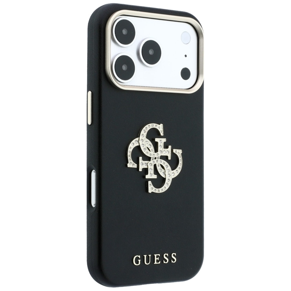 Guess Smooth & Big Strass Logo-etui til iPhone 18 Pro Max / 17 Pro Max – Sort