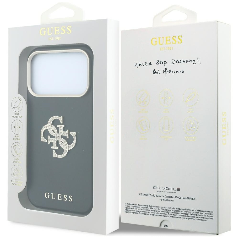 Guess Smooth & Big Strass Logo-etui til iPhone 18 Pro Max / 17 Pro Max – Sort