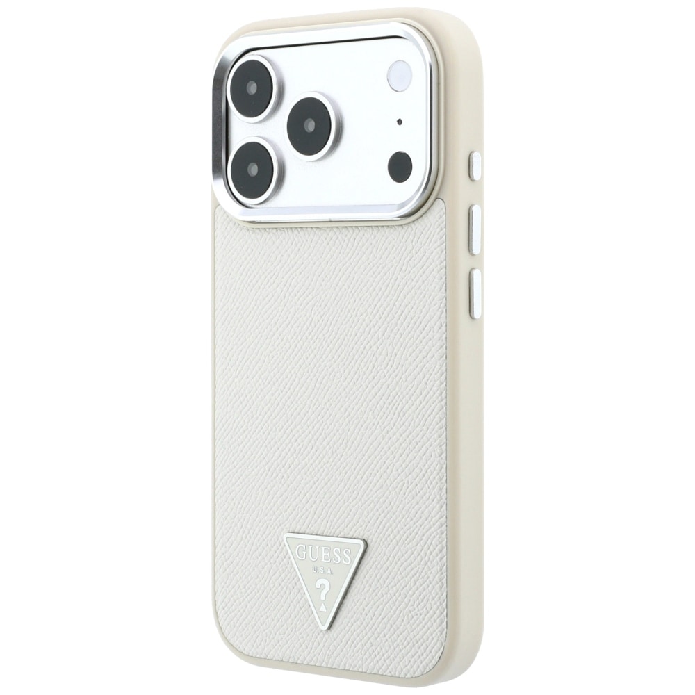 Guess MagSafe-etui med kornet trekantlogo til iPhone 18 Pro Max / 17 Pro Max – beige