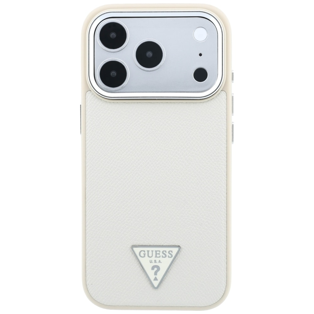 Guess MagSafe-etui med kornet trekantlogo til iPhone 18 Pro Max / 17 Pro Max – beige