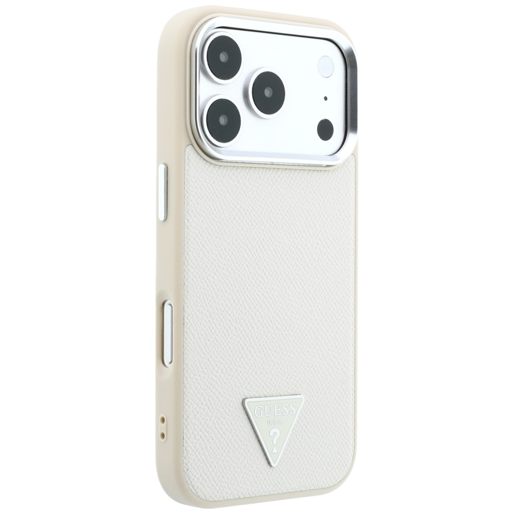 Guess MagSafe-etui med kornet trekantlogo til iPhone 18 Pro Max / 17 Pro Max – beige