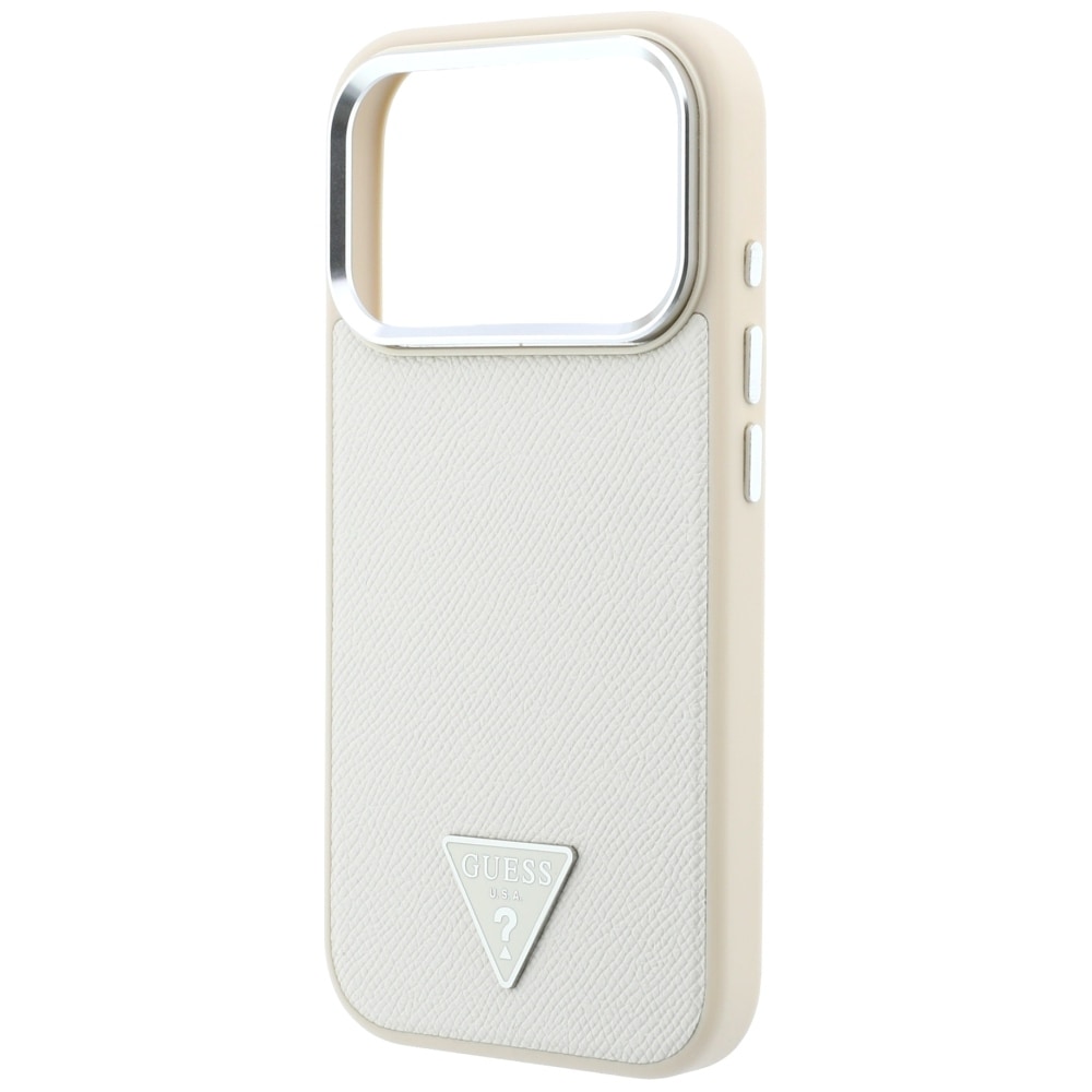 Guess MagSafe-etui med kornet trekantlogo til iPhone 18 Pro Max / 17 Pro Max – beige