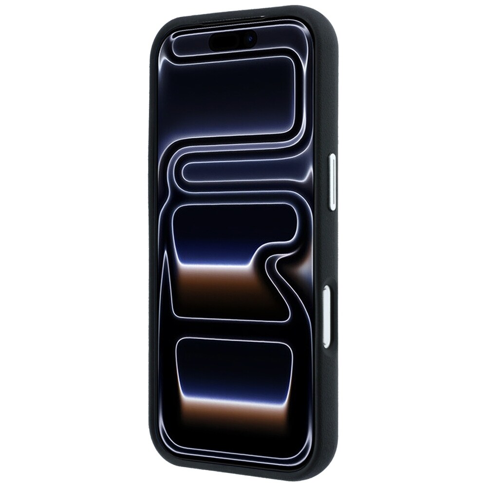 BMW-logo med skråtstillede, præget bogstaver – MagSafe-etui til iPhone 17 Pro / 18 Pro – Sort