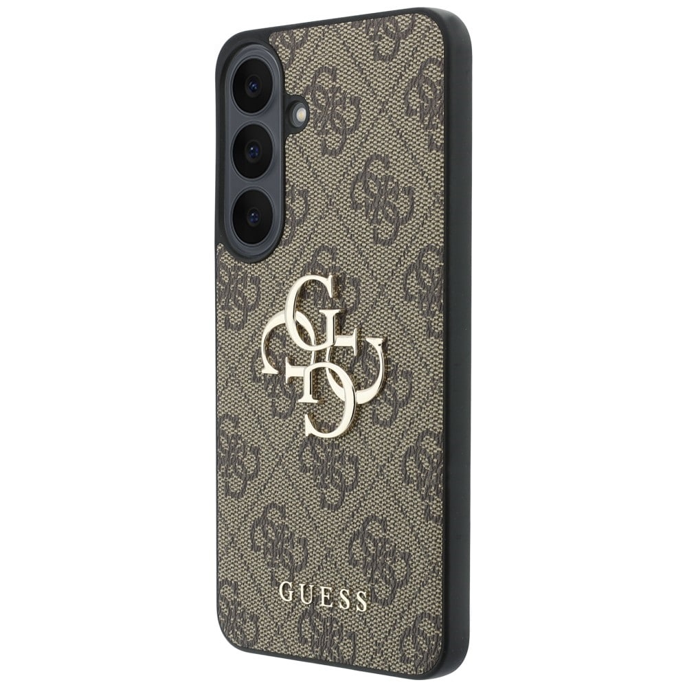 Guess læderetui med 4G-logo i metal til Samsung Galaxy S26 FE – brun